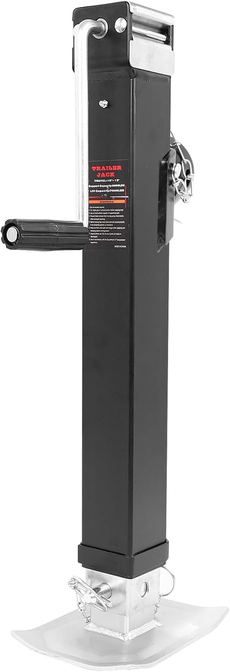 8,000 Lbs Heavy Duty Square Trailer Jack, Weld-On Pipe Mount Swivel Jack with 28" Lift Range