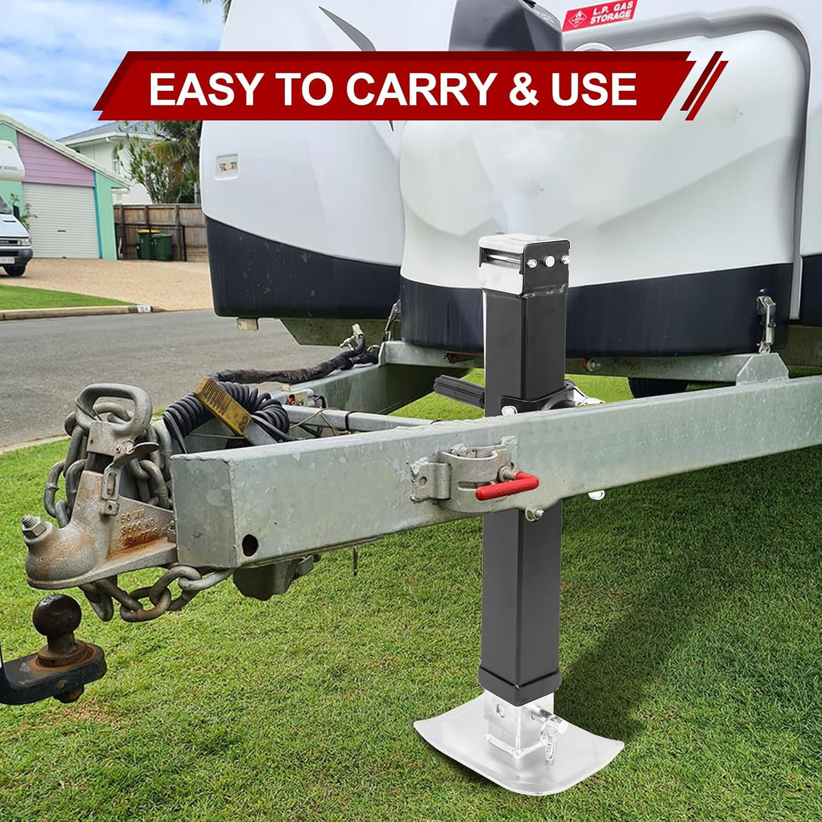 8,000 Lbs Heavy Duty Square Trailer Jack, Weld-On Pipe Mount Swivel Jack with 28" Lift Range