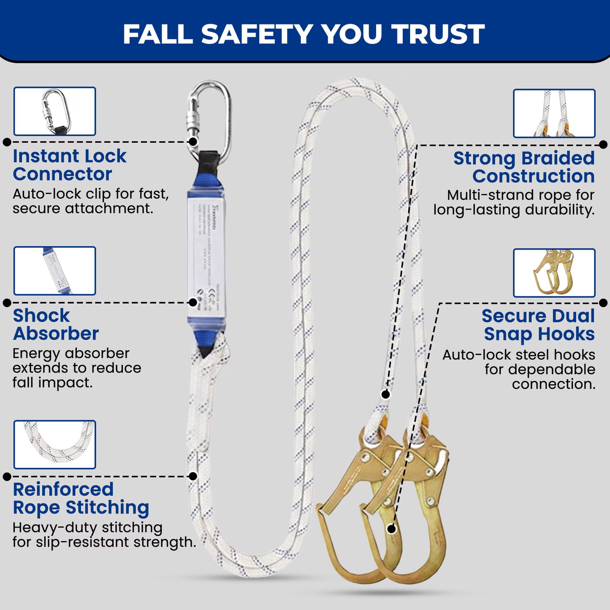 Full Body Harness with Shock-Absorbing Lanyard