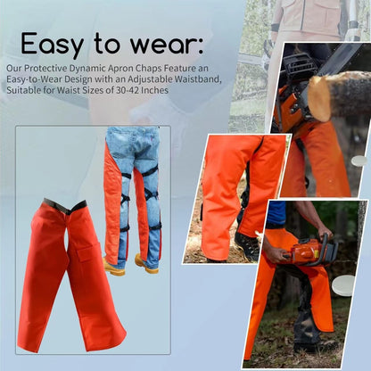 Chainsaw Safety Chaps – Protective Orange Logging Chaps for Men, Adjustable 22–39" Waist