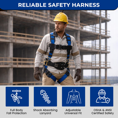 Full Body Harness with Shock-Absorbing Lanyard