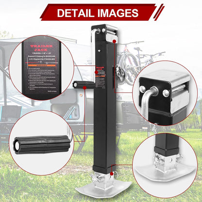 8,000 Lbs Heavy Duty Square Trailer Jack, Weld-On Pipe Mount Swivel Jack with 28" Lift Range