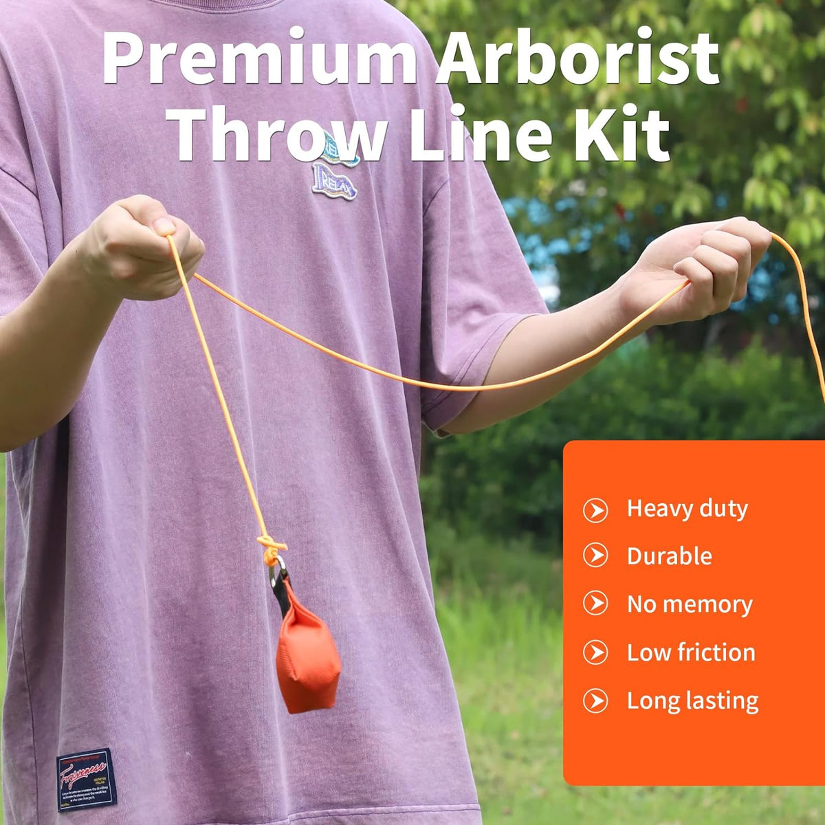 Arborist Throw Weight and Line Kit, 164’ Ultra Slick Polyester Rope and 14Oz Throw Weight